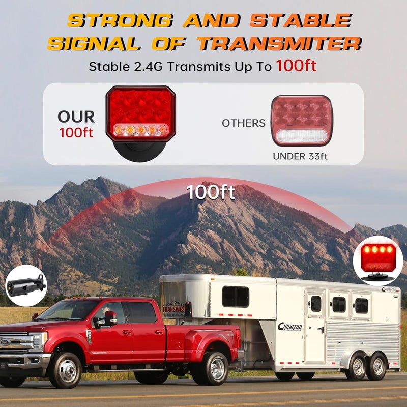 ZUNAICE Wireless Trailer Lights, Rechargeable Magnetic LED Trailer Light with Adjustable Bracket, Portable Tow Lights Kit for Trucks, Boats, RVs, Campers, IP67 Waterproof - Image 2